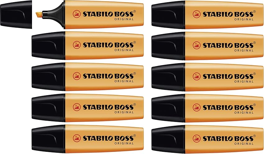 Detalle de STABILO BOSS ORIGINAL - Marcador fluorescente naranja, caja 10 unidades 🖍