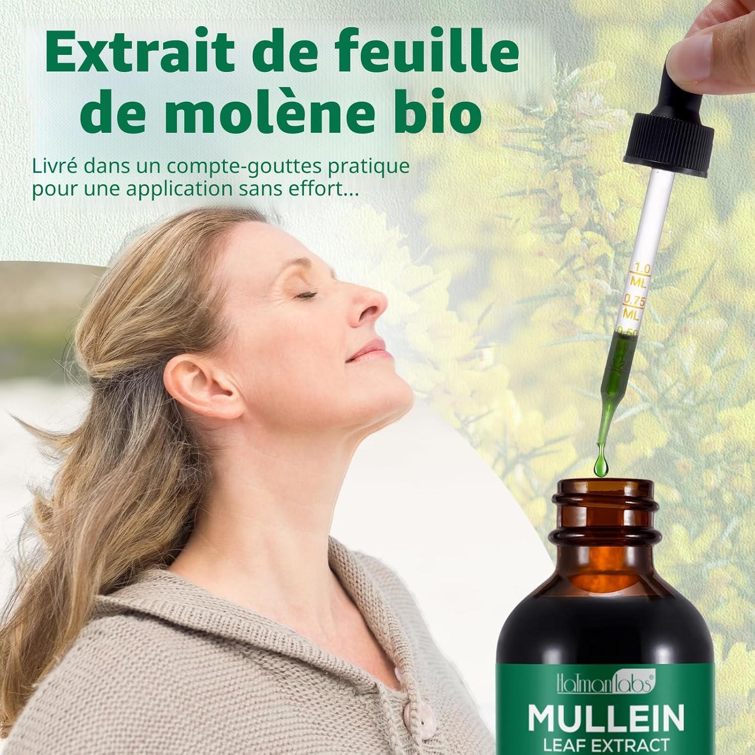 Thumbnail 5 de Extrait de feuille de molène pour les poumons – Gouttes liquides végétales, 60 ml