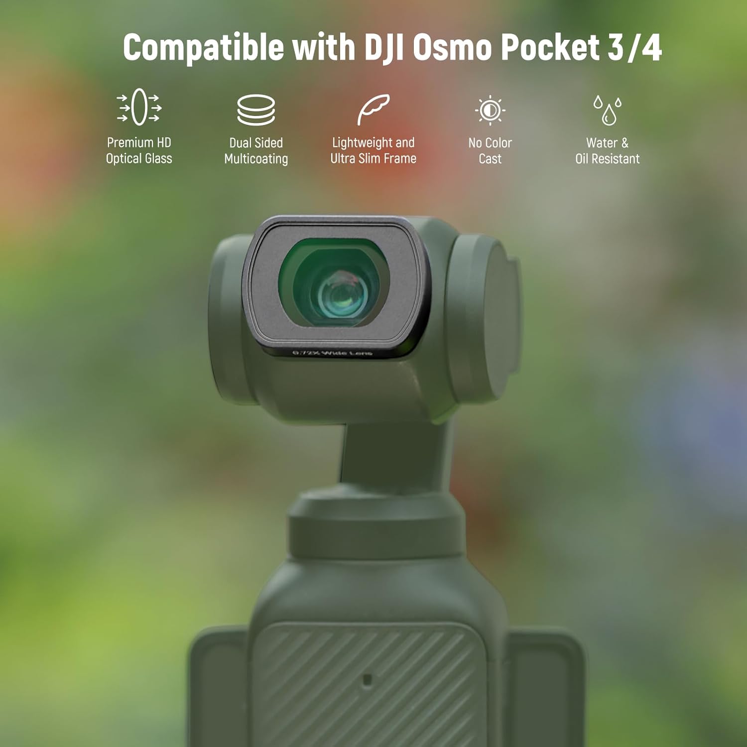 Thumbnail 1 de NEEWER Magnetic ND Filter Set for DJI Osmo Pocket 4 & 3 Creator Combo (ND2-32 Variable, CPL, 1/4 Black Diffusion + 0.72x Wide Lens)