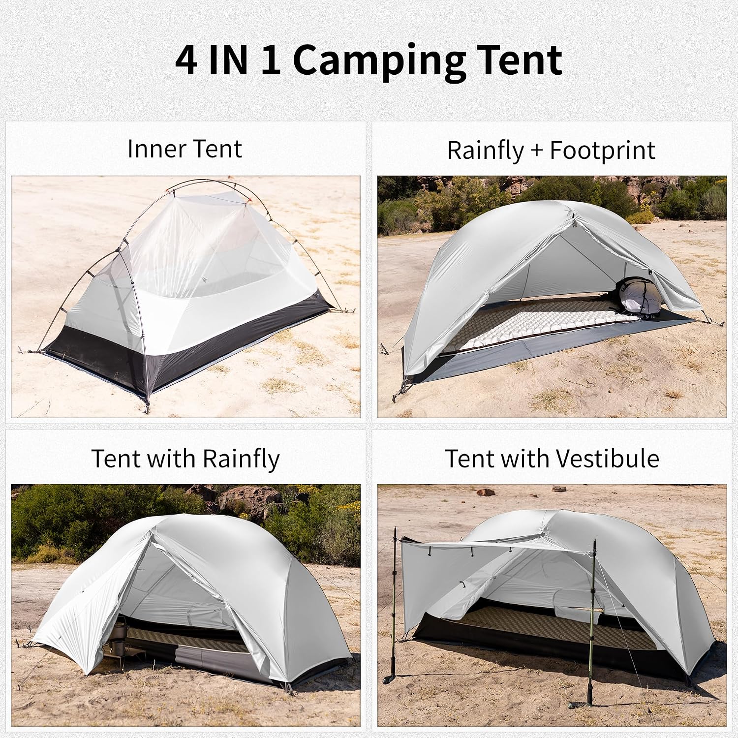 Detalle 2 de Naturehike Mongar Pro koepeltent voor 1 persoon, nylon en 3-4 seizoenen