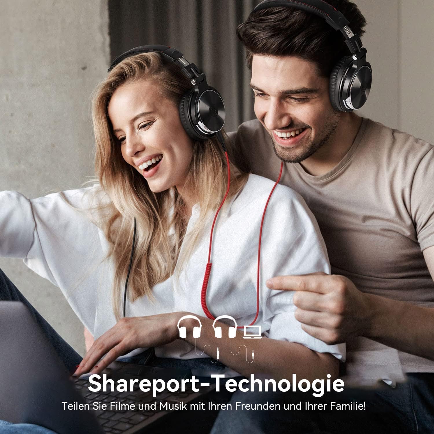 Detalle de OneOdio Pro-10 Over-Ear Kopfhörer – Kabelgebundene DJ-Kopfhörer mit 50 mm Treibern