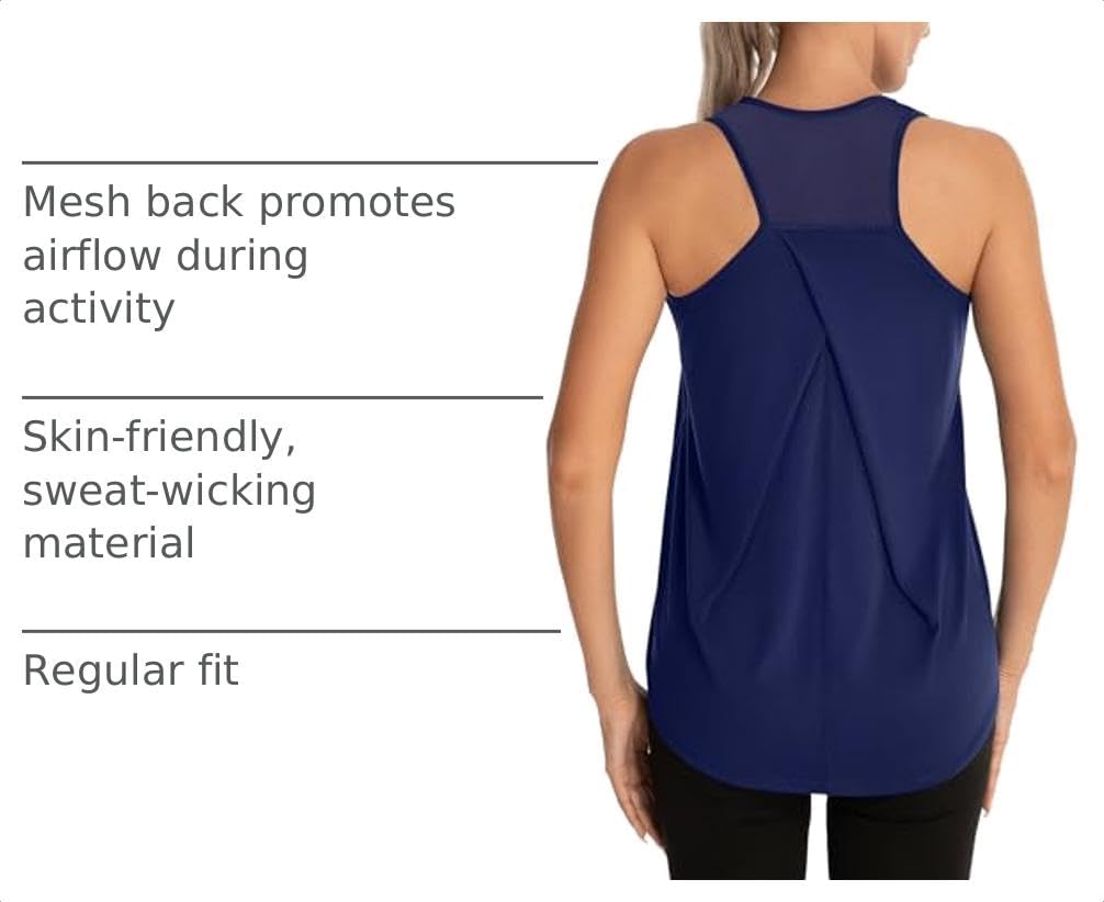 Detalle 1 de Aeuui Women's Racerback Mesh Workout Tank Top
