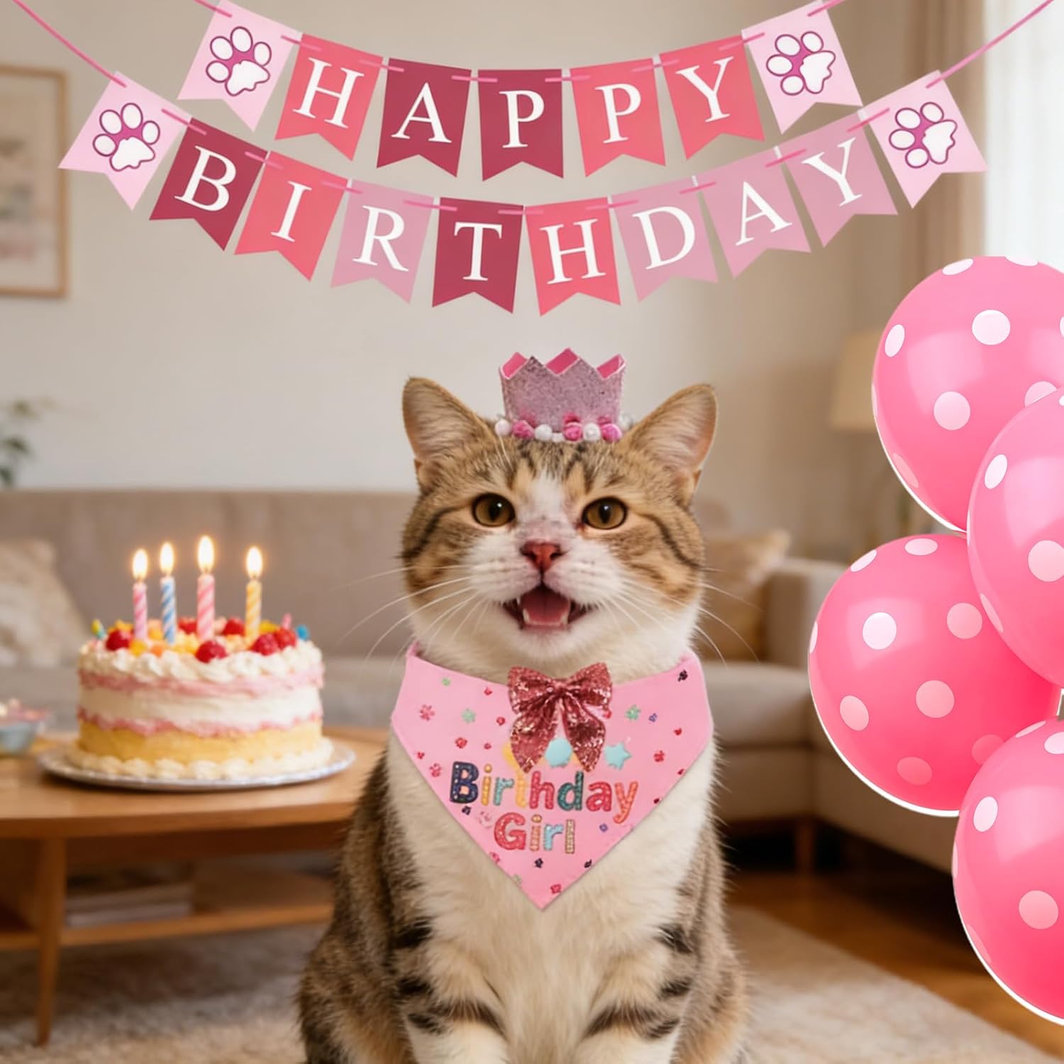 Thumbnail 4 de MINGBOLIN Dog Birthday Bundle: Bandana, Hat, Bowtie and Accessories