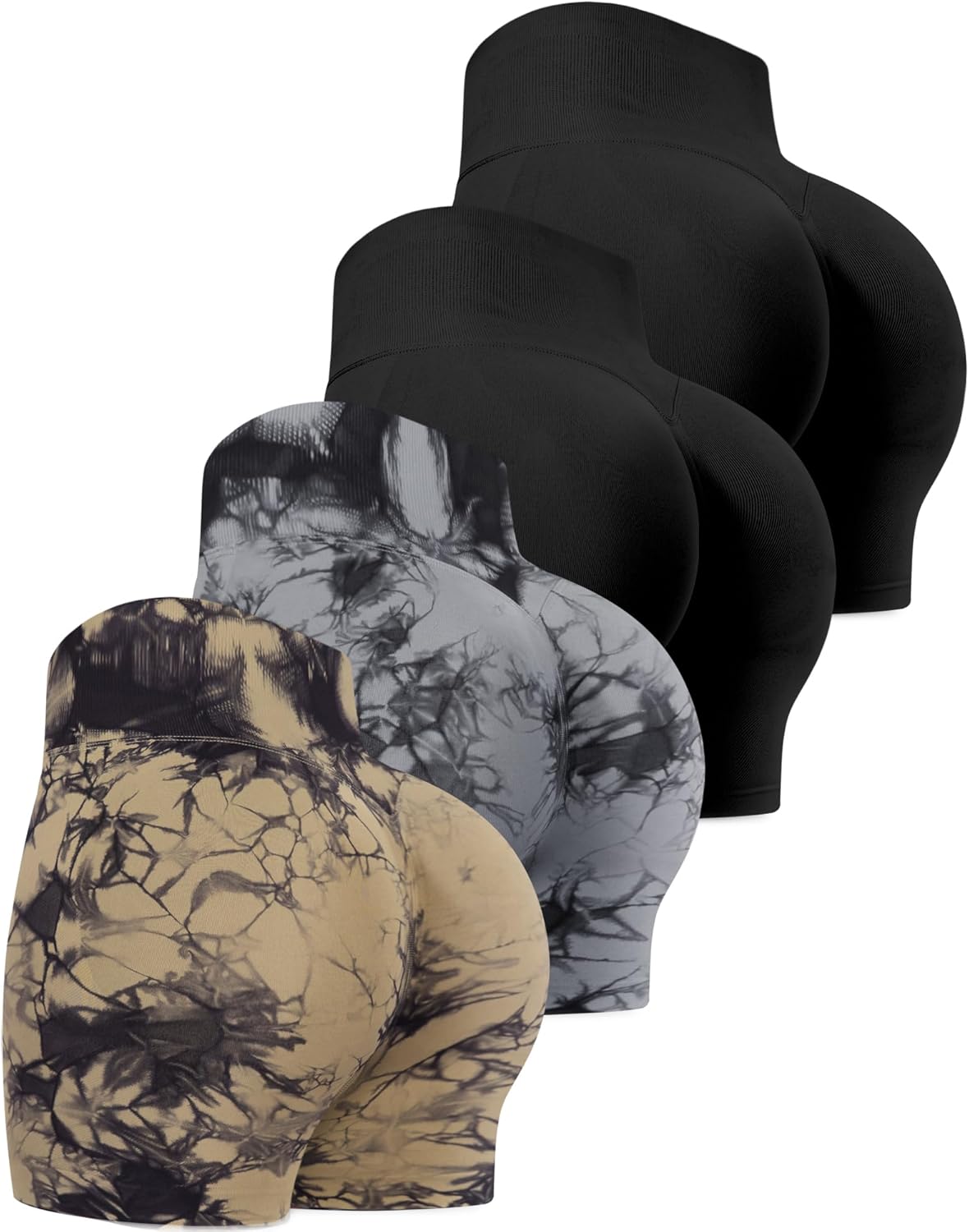 Thumbnail 6 de CHRLEISURE High-Waisted Workout Gym Biker Shorts (4-Piece Set) with Scrunch & Seamless Support