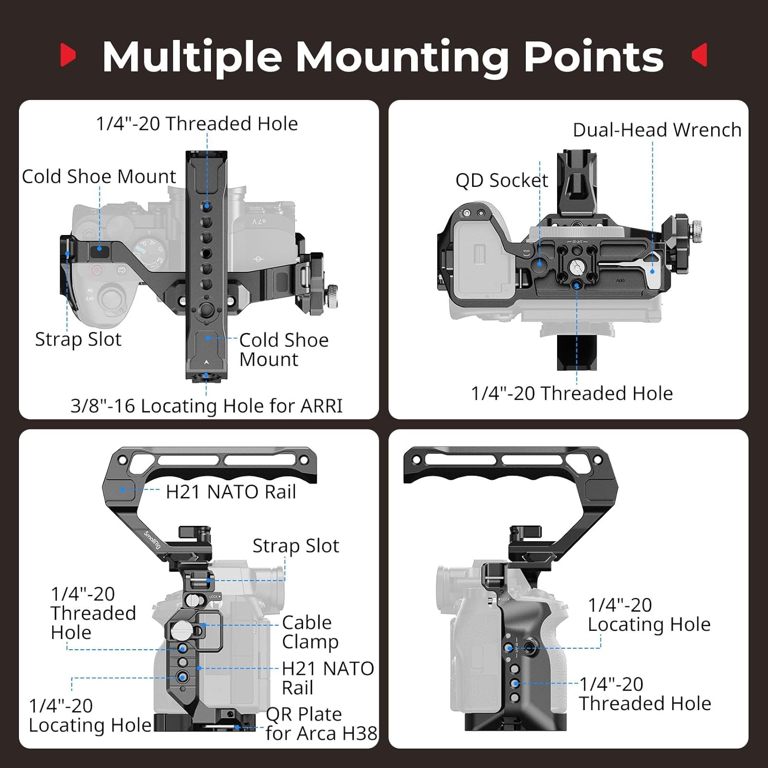 Thumbnail 5 de SMALLRIG Cage Advanced Kit für Sony Alpha 7 V / 7R V / 7 IV – inkl. Obergriff, Seitengriff und HDMI-Kabelklemme