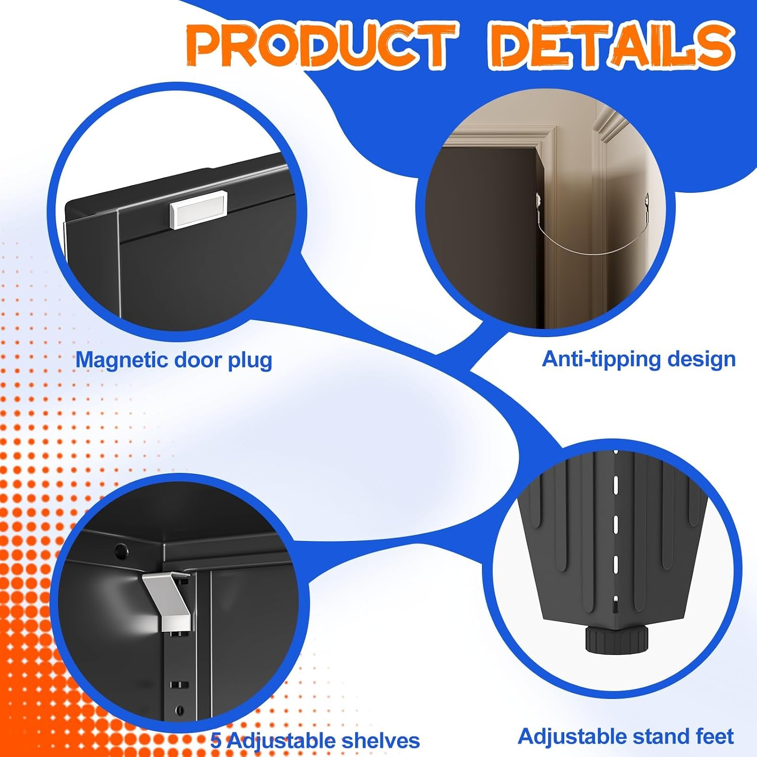 Thumbnail 6 de GAIOUS DKM-4456421-006 Metal Pantry Cabinet, Black, 5 Adjustable Shelves