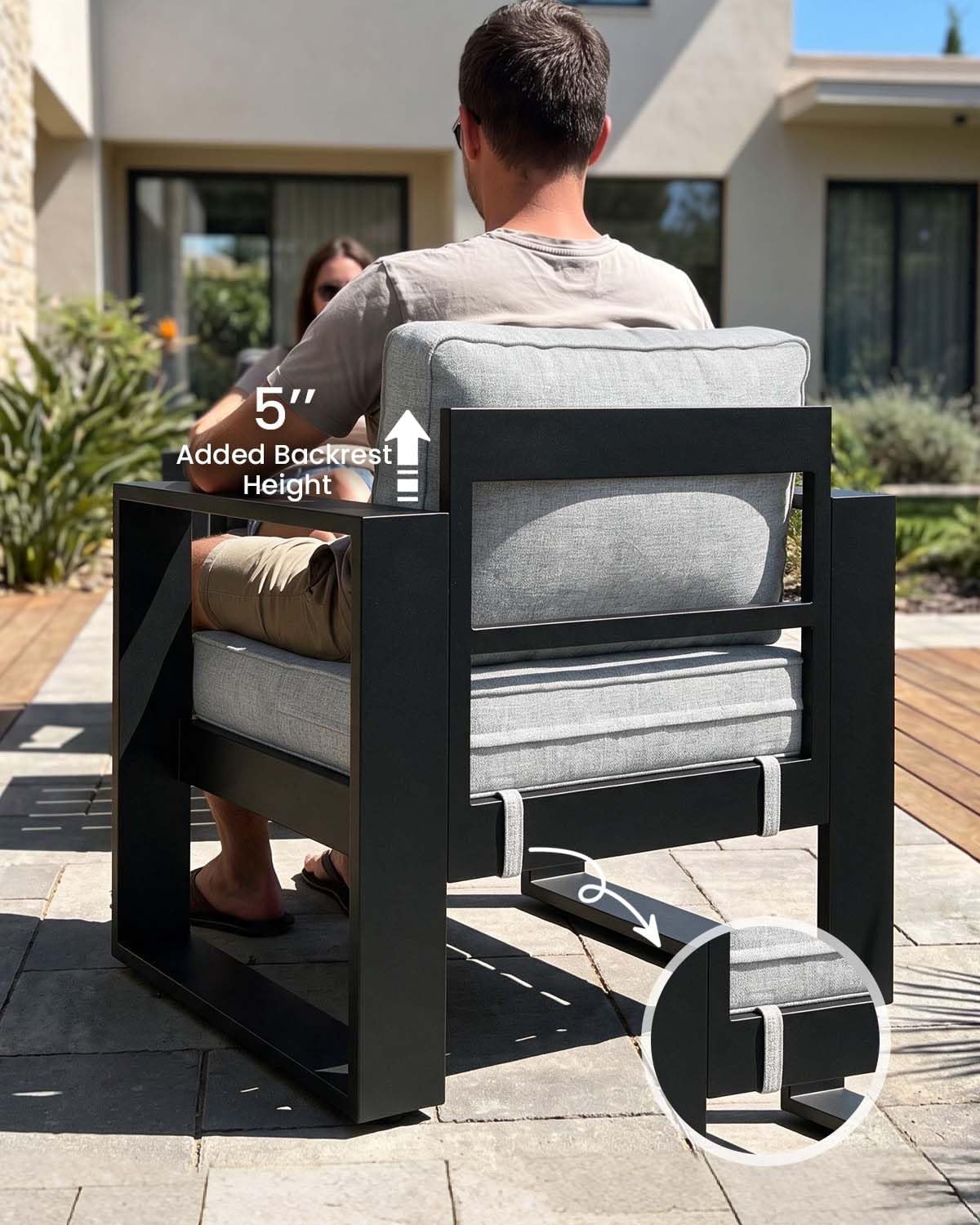 Detalle 1 de LayinSun KC5003 4-Piece Aluminum Patio Set with Fire Pit Table and Cushions