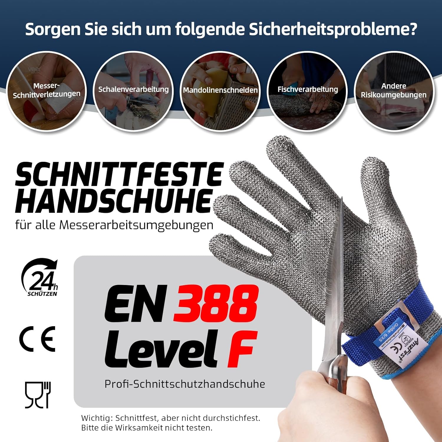 Detalle de AmzFirst Schnittschutzhandschuhe Level 9 đź‘·