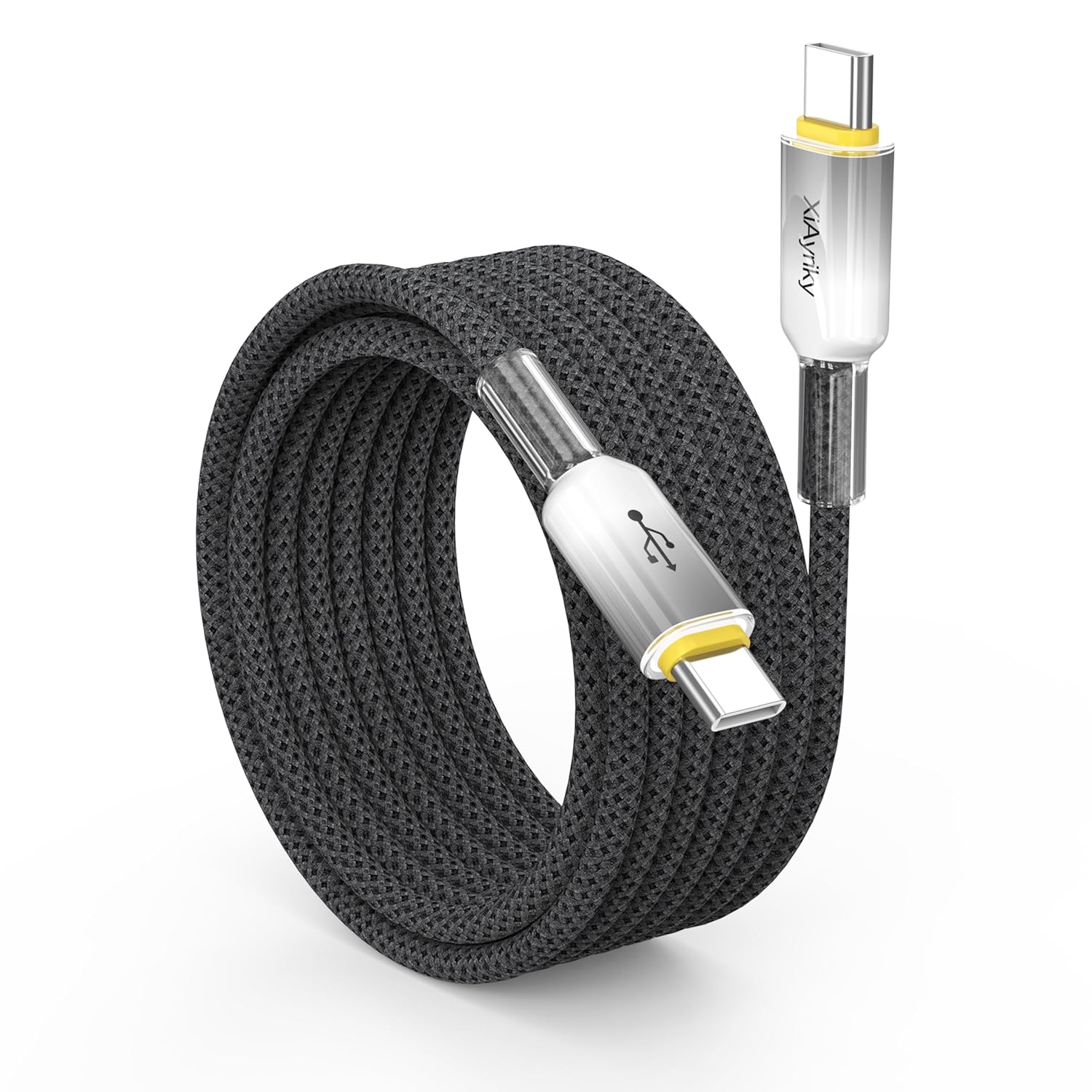 Detalle de 15FT USB-C Cable with 60W Fast Charging and 480Mbps Data Transfer – Braided Grey, 15 ft
