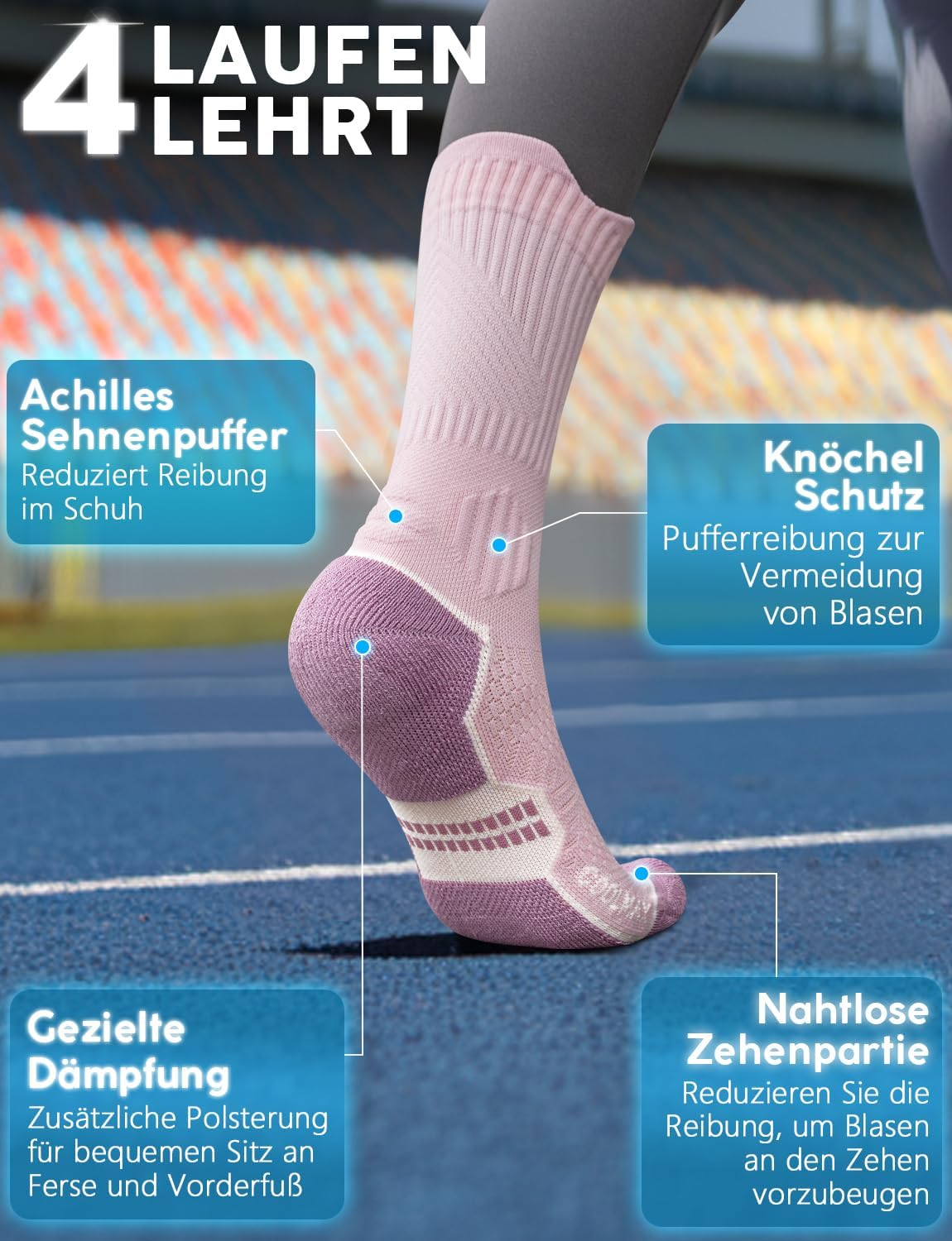 Detalle 2 de Juclise Bambus Kompressions Laufsocken – 15–20 mmHg, Coolmax & Bambus, 3er-Pack