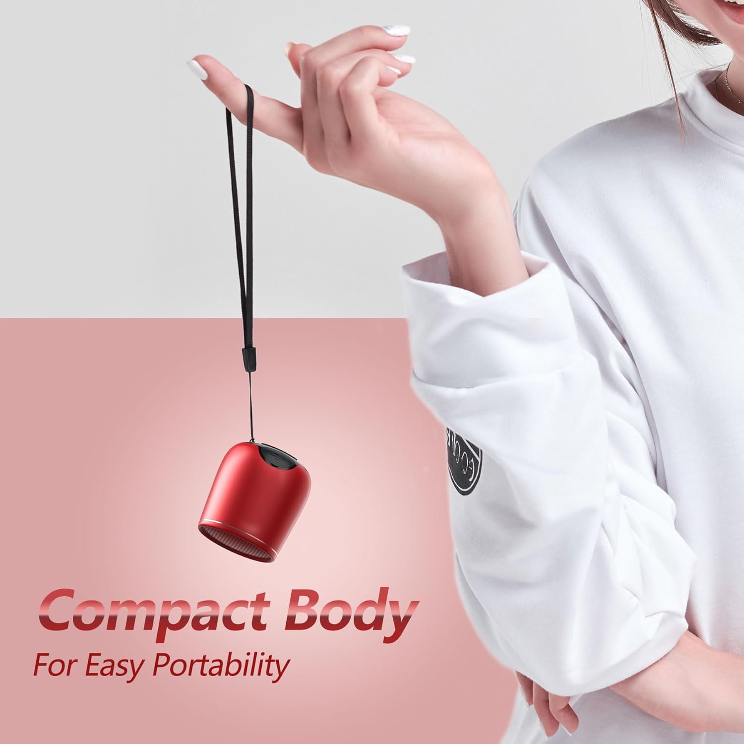 Detalle de INSMY Small Bluetooth Speaker (Waterproof Mini, Built-in Mic, Red) — Pocket-size stereo pair option