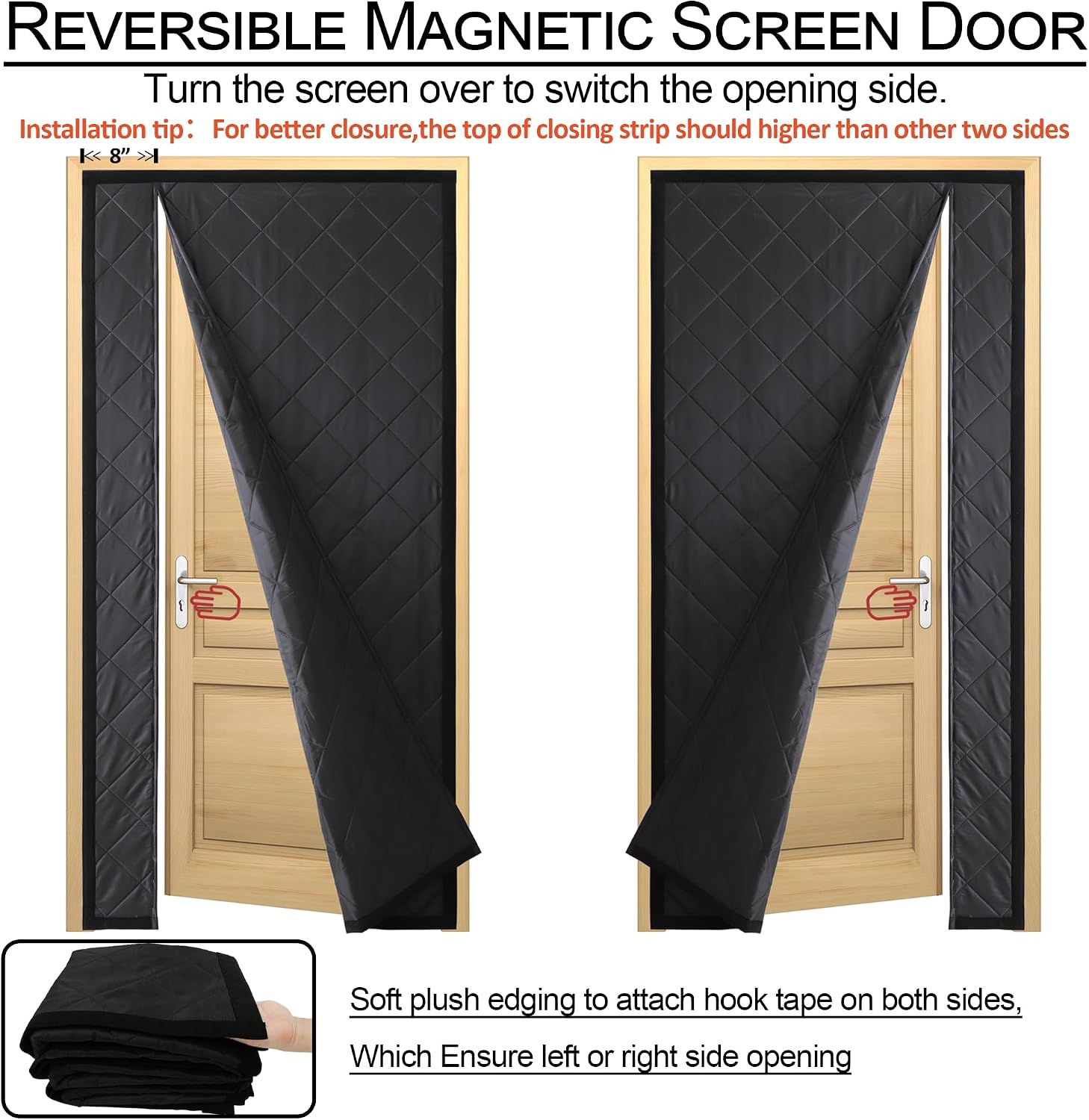 Thumbnail 6 de HxLmn HMC-102211-bk Magnetic Insulated Door Curtain, Reversible 102x211