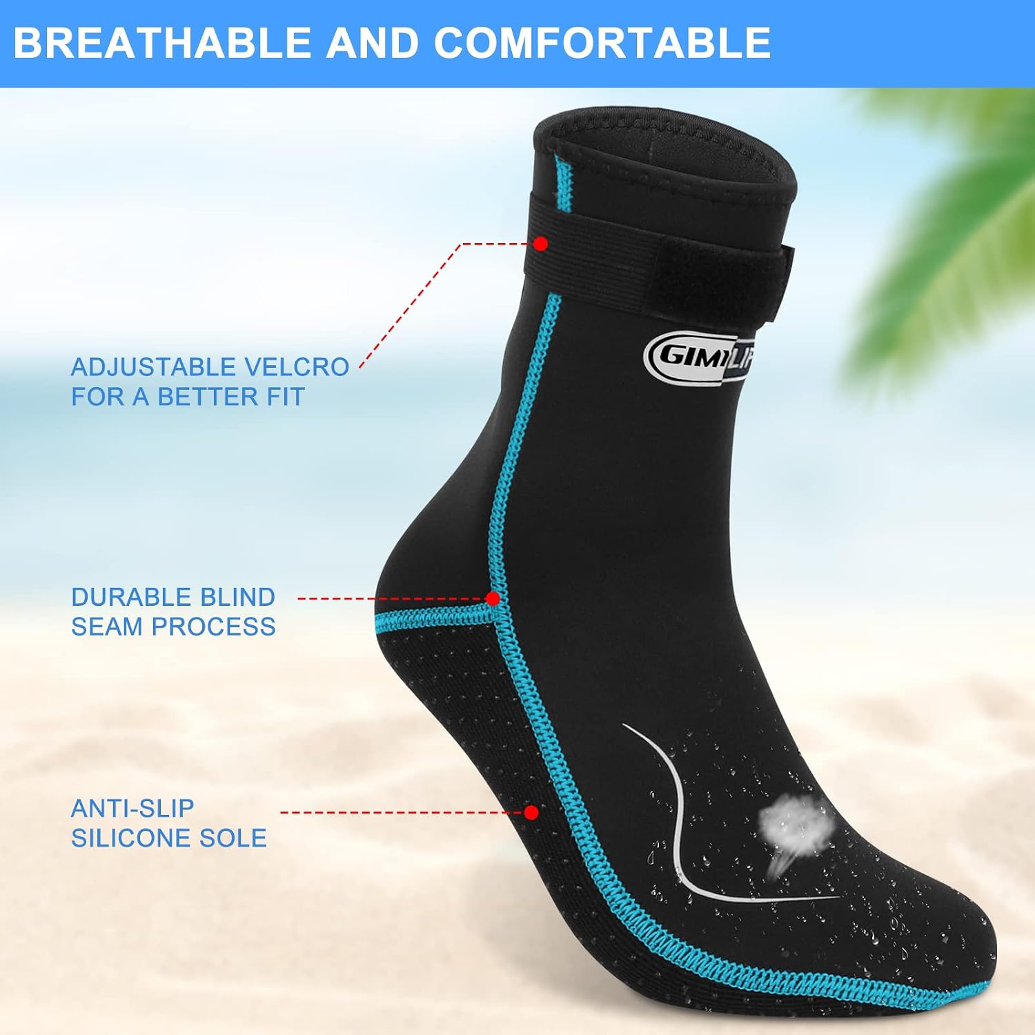 Thumbnail 6 de Gimilife Neopren-Socken (3 mm) – Wassersocken für Tauchen, Schnorcheln, Schwimmen & mehr