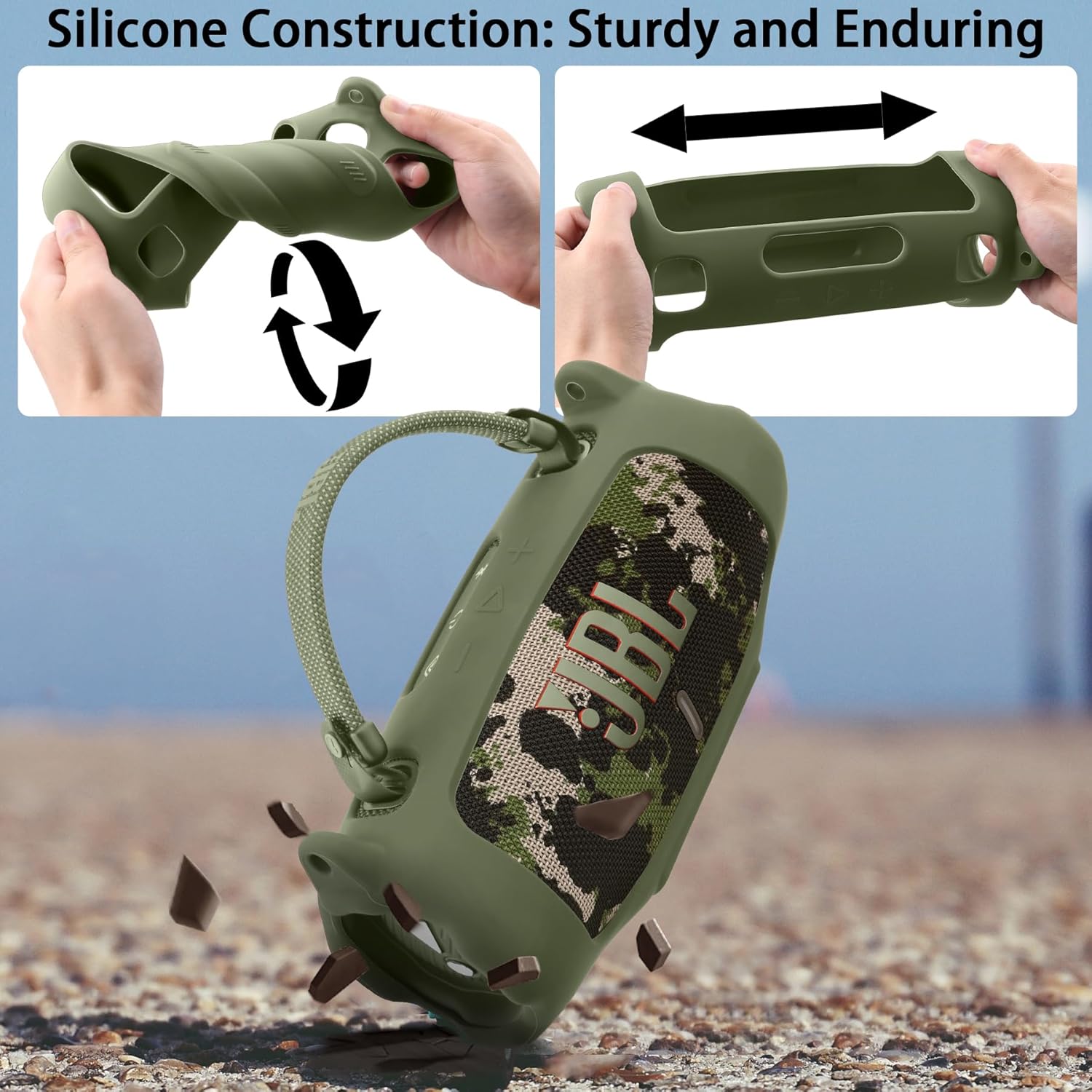 Thumbnail 6 de Khanka Silicone Protective Cover for JBL Charge 6 – Army Green