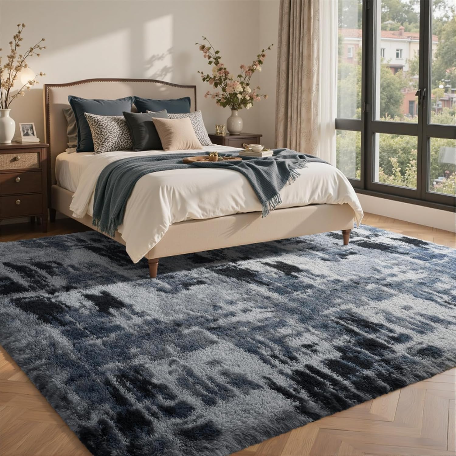 Thumbnail 1 de 9x12 Ft Extra Large Shag Rug (Blue) for Living Room & Bedroom, Ultra-Soft Fluffy Area Rug for Kids Decor
