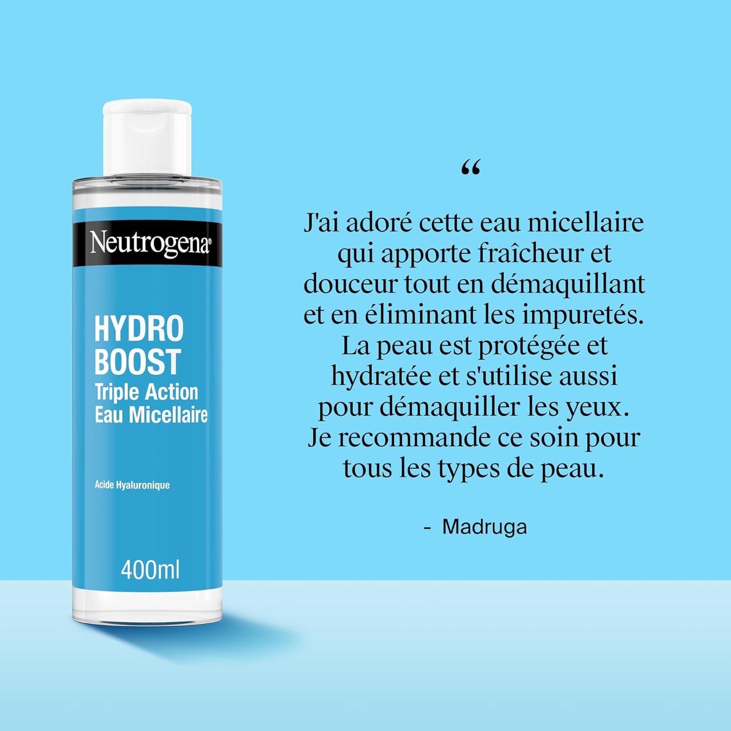 Detalle de Neutrogena Eau Micellaire Triple Action Hydro Boost – Démaquillant hydratant, 400 ml