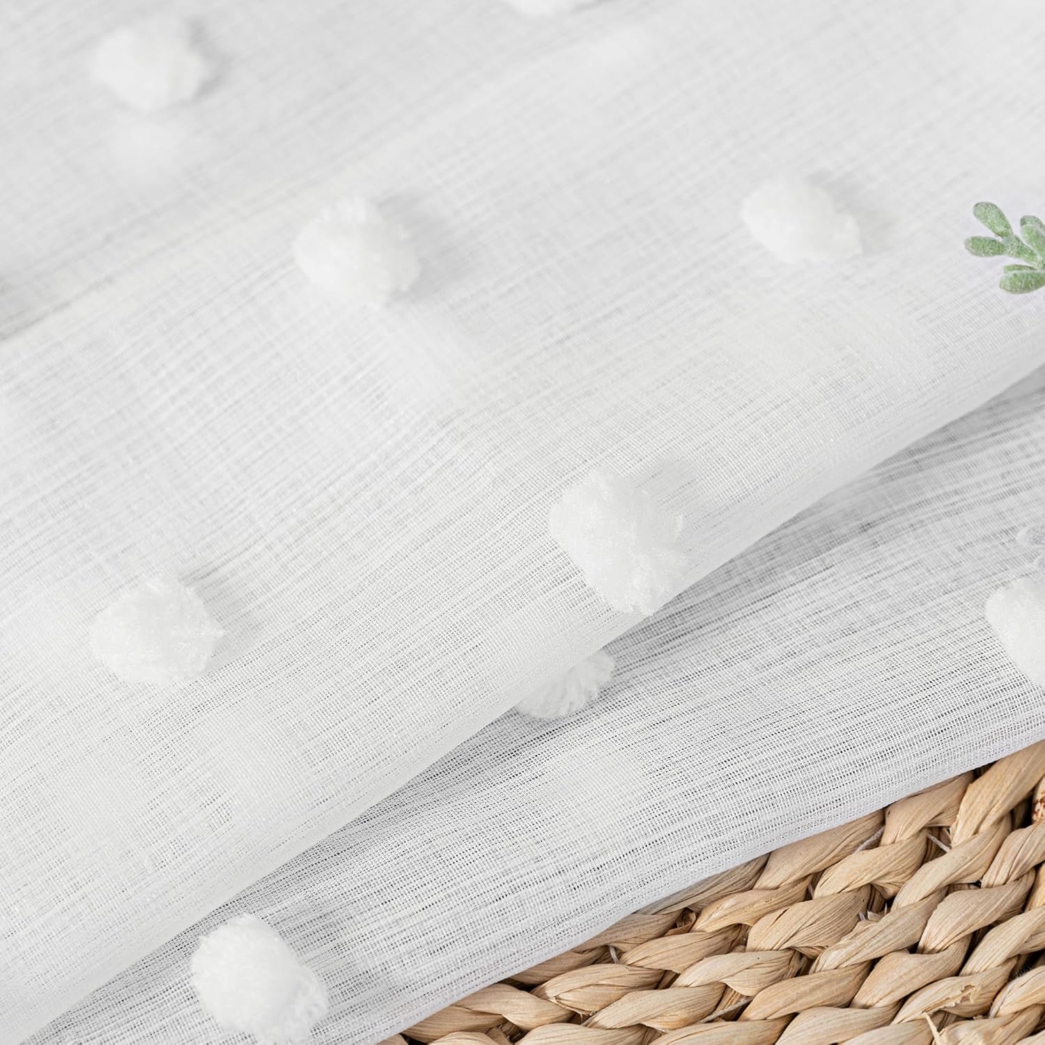 Thumbnail 6 de MYSKY HOME Gardinen mit Kräuselband – halbtransparente Voile Vorhänge für Kinderzimmer & Wohnzimmer, 2er-Set, Weiß