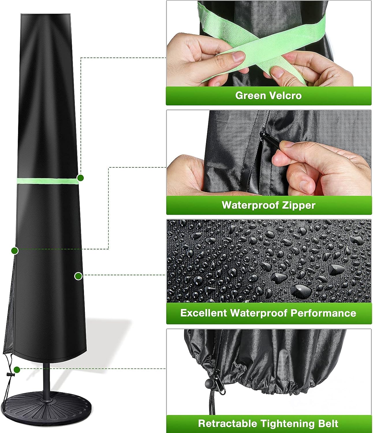 Thumbnail 4 de Cantilever Parasol Cover 190x30/50cm (Black) ☂