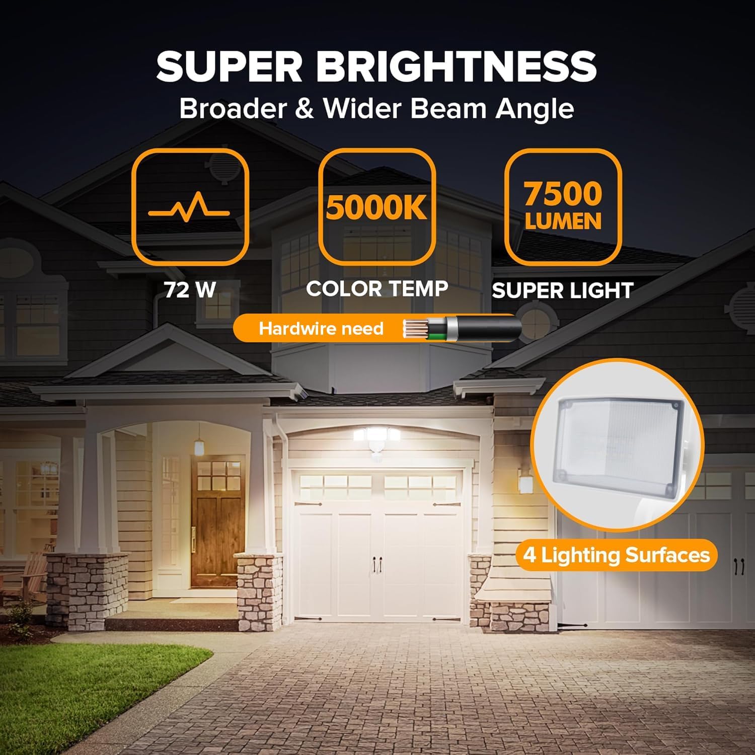 Detalle de LUTEC 76328010xx 3-Head LED Security Light, 72W, 5000K, IP65