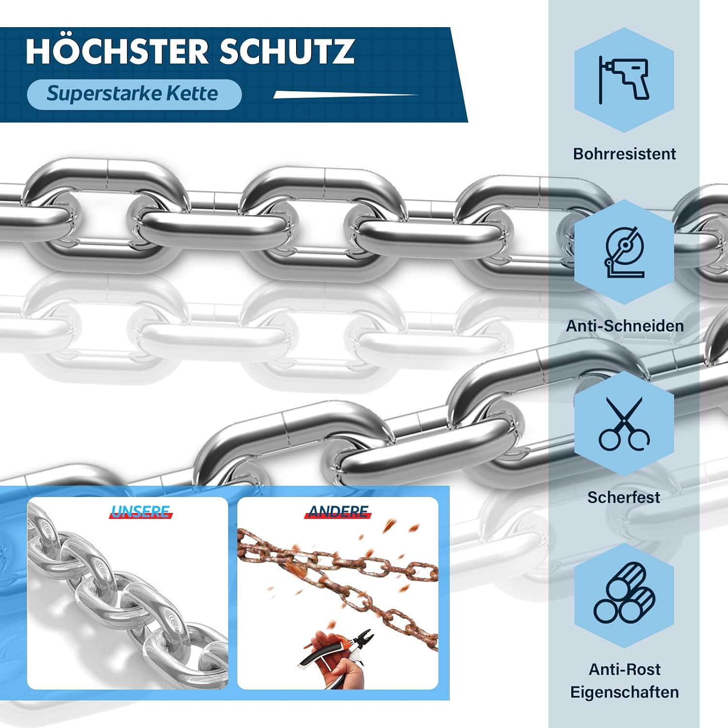 Thumbnail 2 de IMAYCC Neue E Scooter Schloss 8MM – Handschellenschloss mit Schlüssel, robustes Fahrzeugsicherheitsschloss