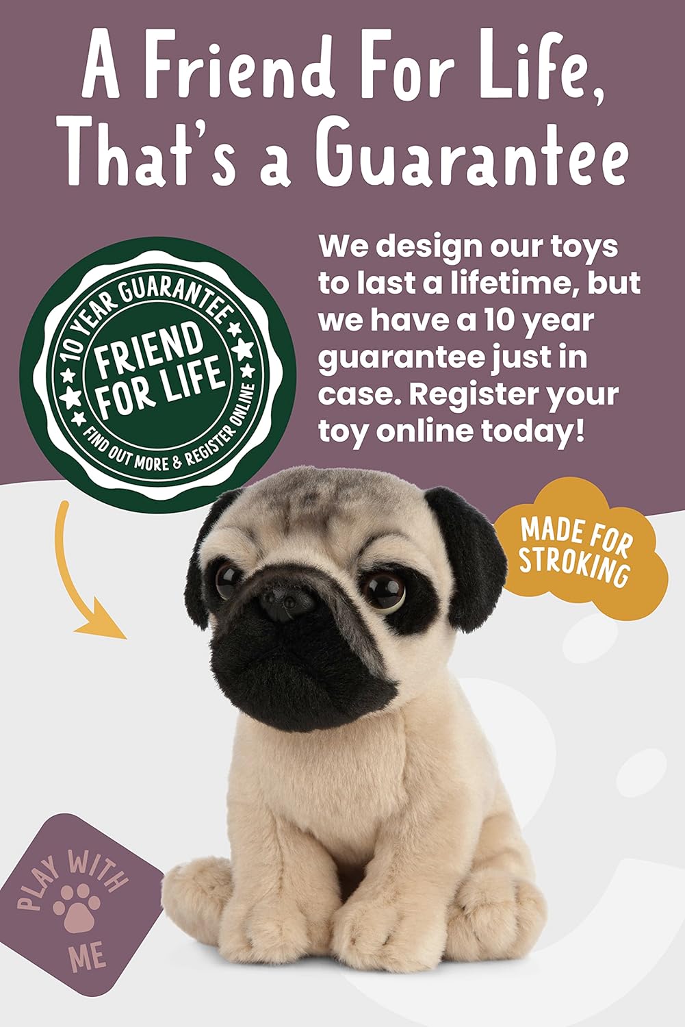 Detalle 1 de Keycraft Living Nature Pug Puppy 16cm Plush Dog Toy with Realistic Details