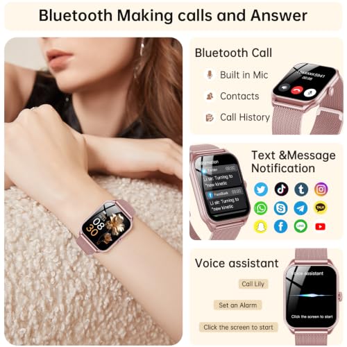 Detalle 2 de taopodo JX637: Reloj Inteligente para Mujer con Llamadas, 1,91" y 120+ Modos Deportivos