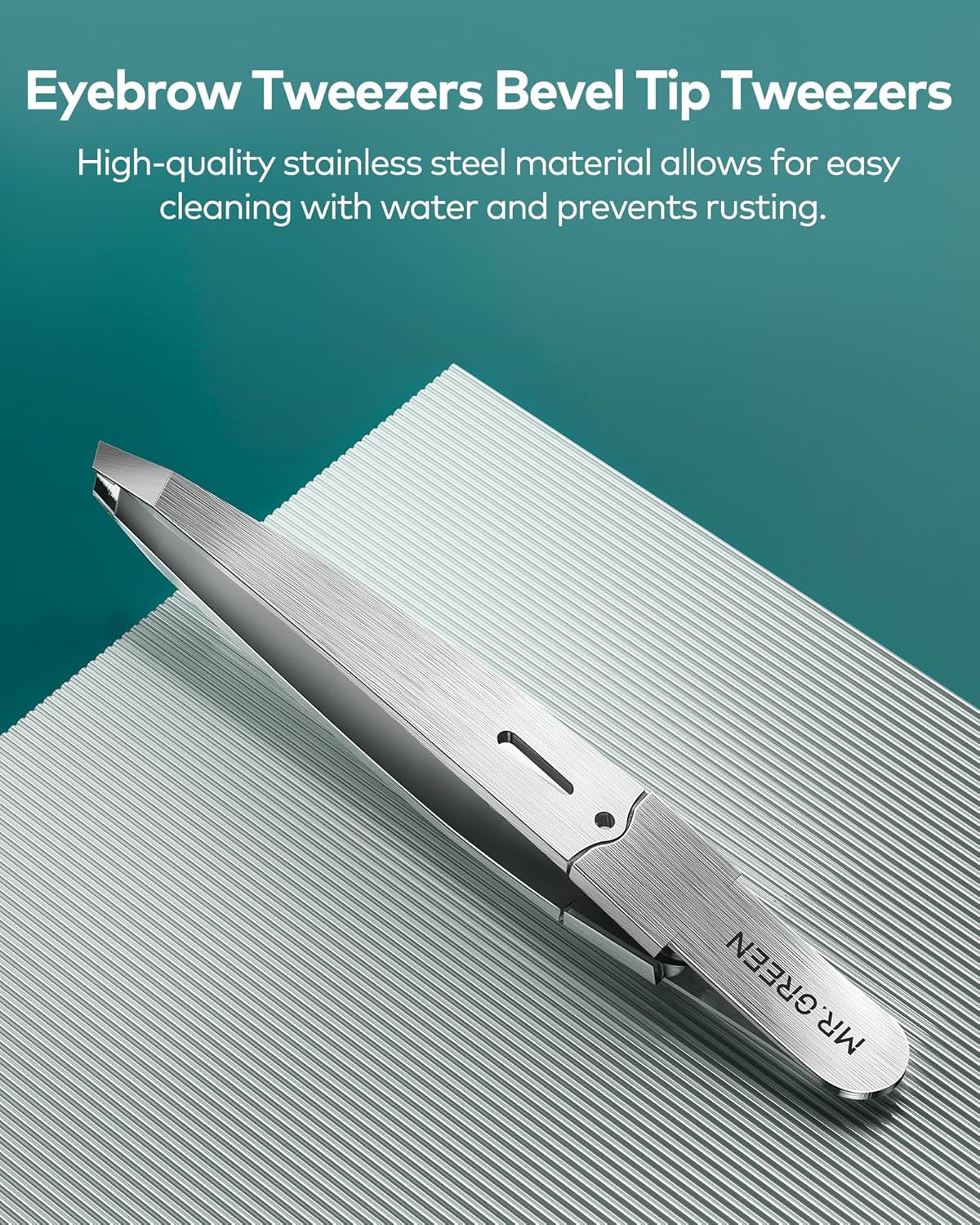 Detalle 2 de MR.GREEN Tweezers Precision slanted stainless steel tweezers ✂