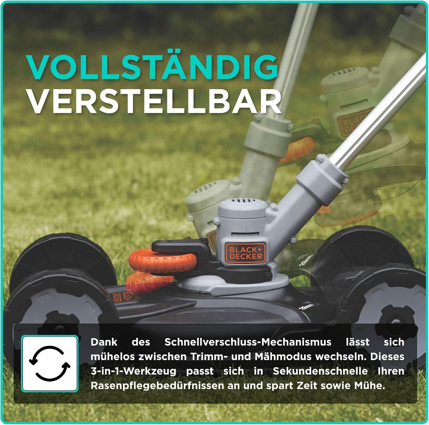 Detalle de BLACK+DECKER Akku-Rasentrimmer 18V POWERCONNECT 3-in-1 STC1820CM-QW