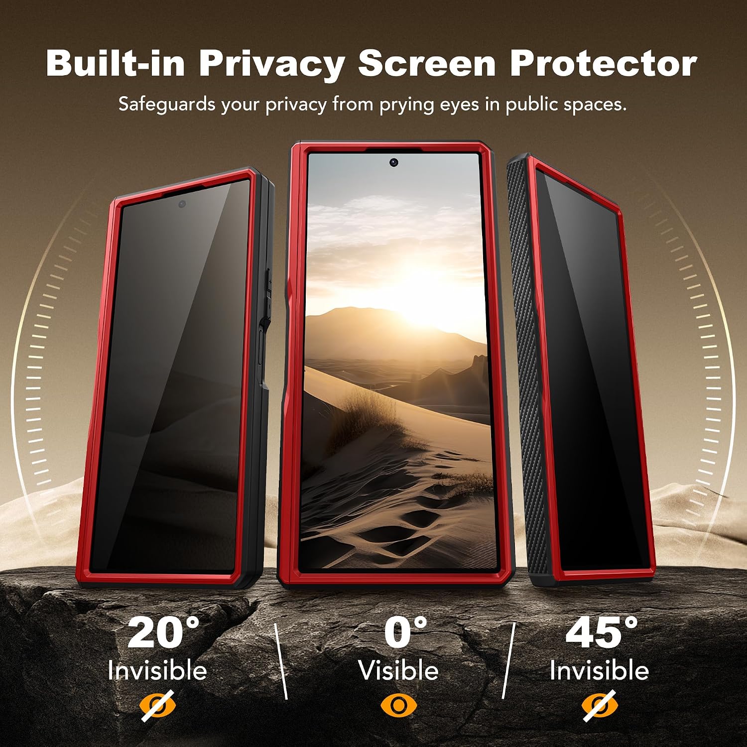 Detalle de TONGATE Z Fold 7 Case with Privacy Screen Protector and Slide Camera Cover