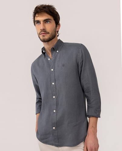 Detalle 2 de El Ganso Camisa Lino Garment Dyed Button Down Gris