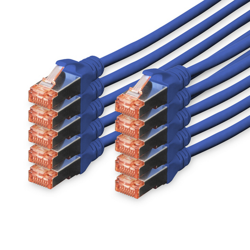 Detalle de Digitus 10x Cable de Red Cat6 S/FTP S-STP 0.25 m Azul