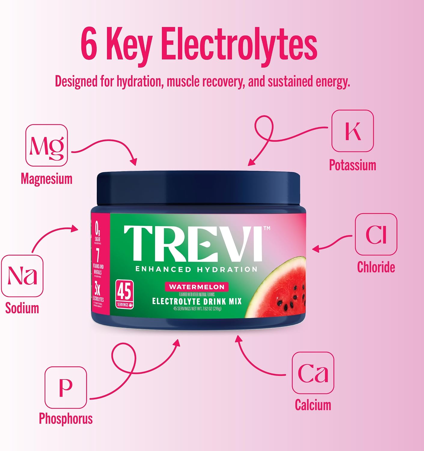 Detalle 2 de TREVI Zero Sugar Electrolyte Powder, Watermelon, 45-Scoop Tub