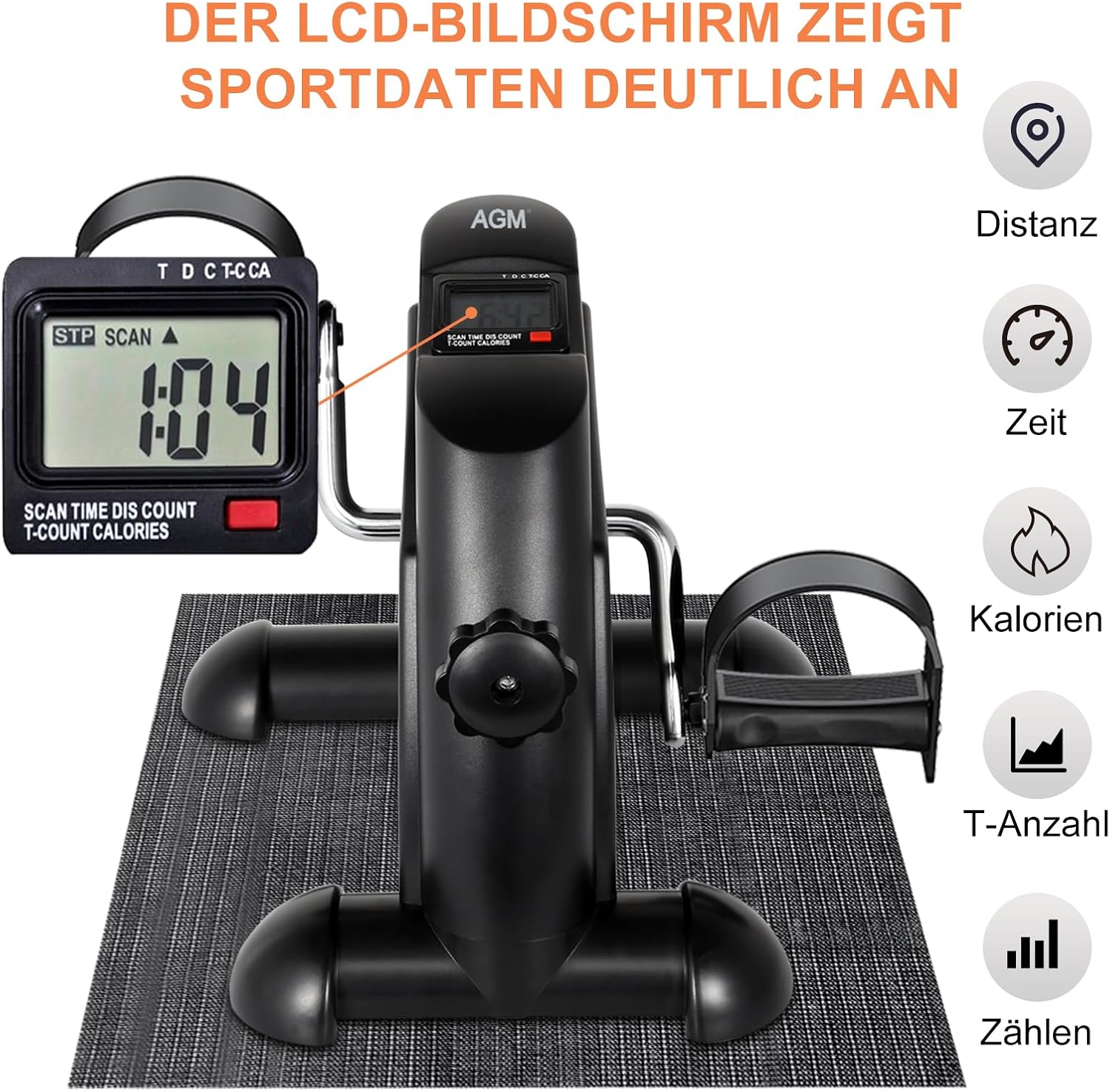 Detalle de AGM Mini Fitnessbike für zuhause: Arm- und Beintrainer als Mini-Heimtrainer