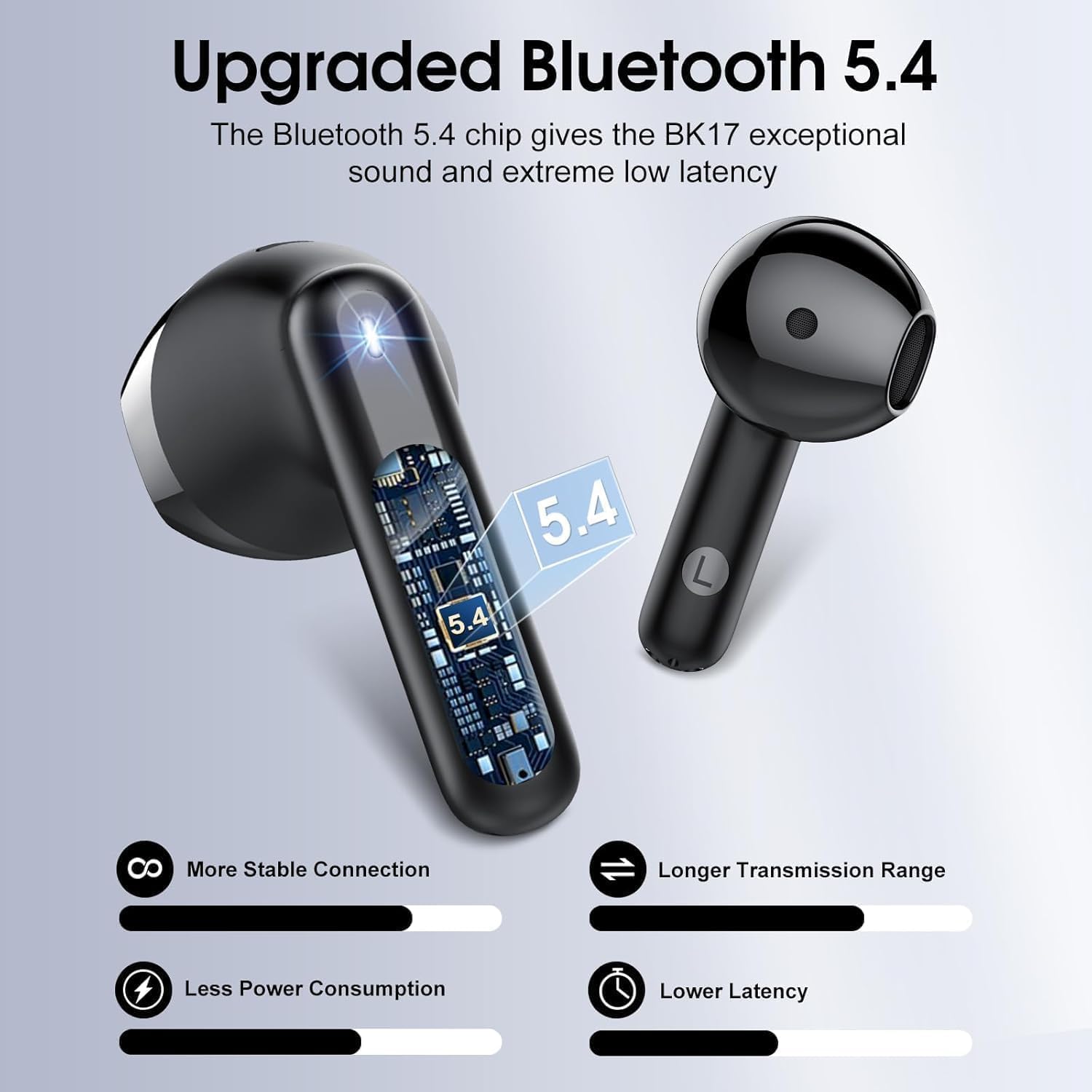 Detalle de Écouteurs Bluetooth sans fil Bluetooth 5.4 avec réduction de bruit ENC, 4 micros et autonomie jusqu’à 40 h (USB‑C, IP7)