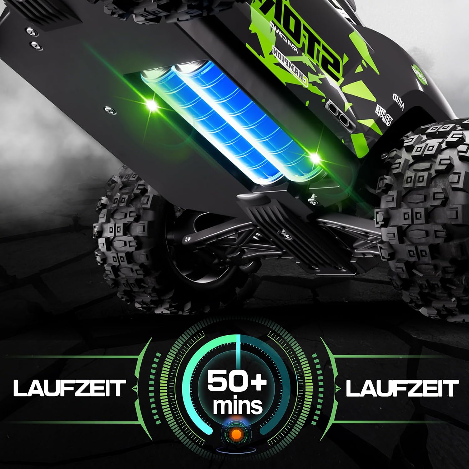 Detalle 2 de 40KM/H ferngesteuerter RC Monstertruck (1/18) ab 8–10 Jahren mit Licht, 2,4 GHz und 2 Akku-Sets