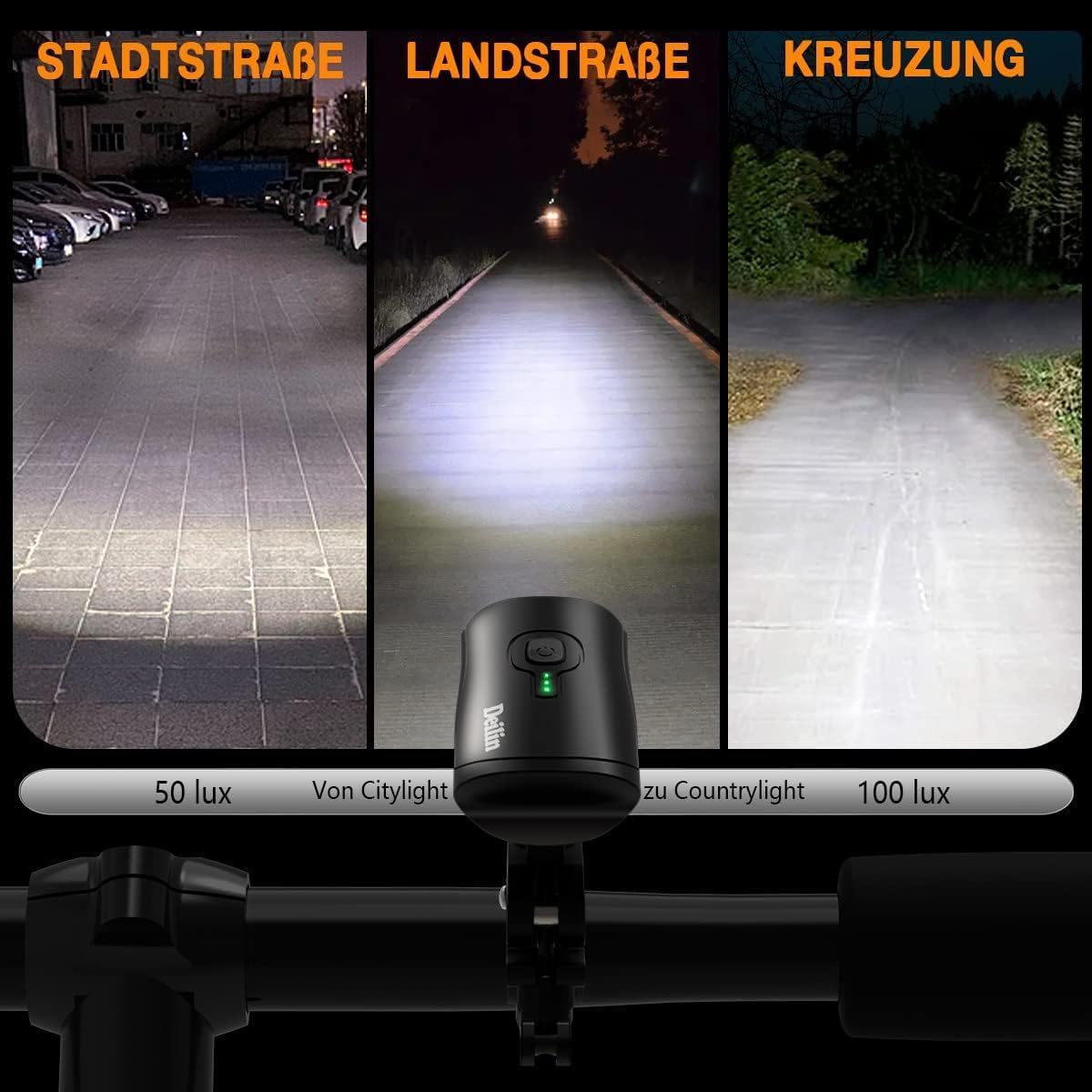 Detalle 1 de Deilin Fahrradlicht Set 70 Lux