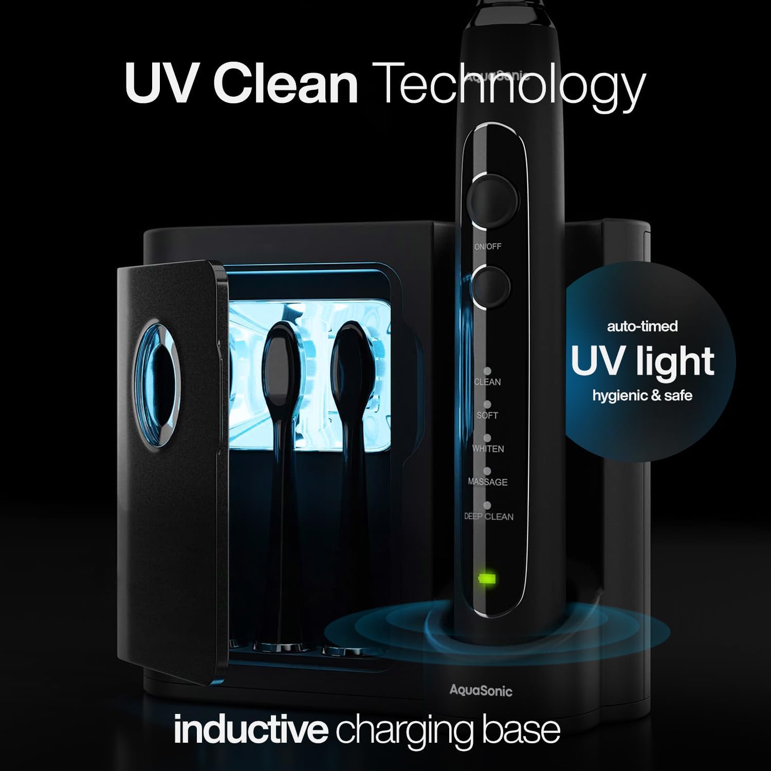 Detalle de Aquasonic Black Series PRO UV Electric Toothbrush: A practical take on premium whitening and cleanliness