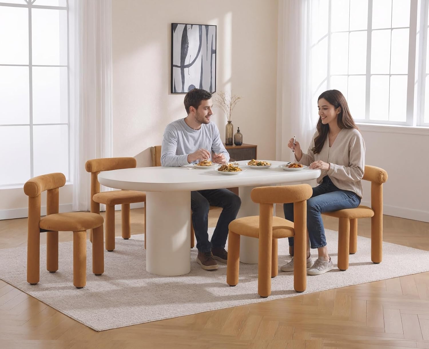Detalle 2 de chairus 57da0667-45e8-4d38-8d12-ca542fc7418d set van 2 gele stoelen in imitatiebont