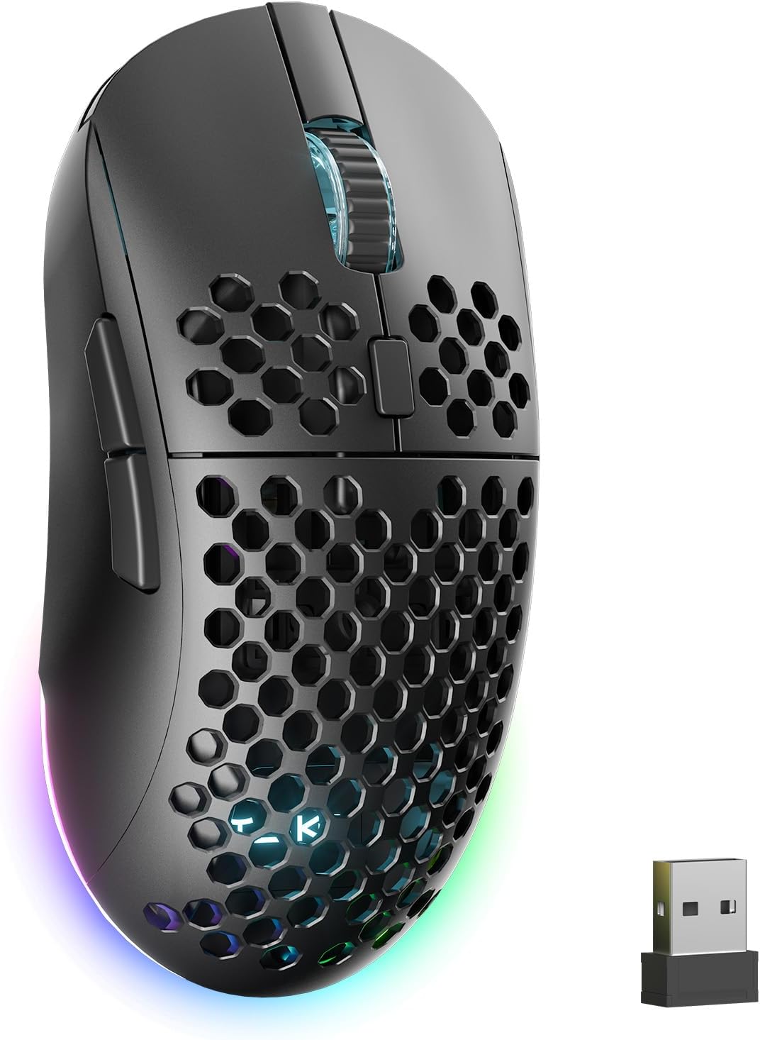 Detalle de TMKB Wireless Gaming Mouse, 24,000 DPI, Tri-Mode Connectivity, 180-Hour Battery