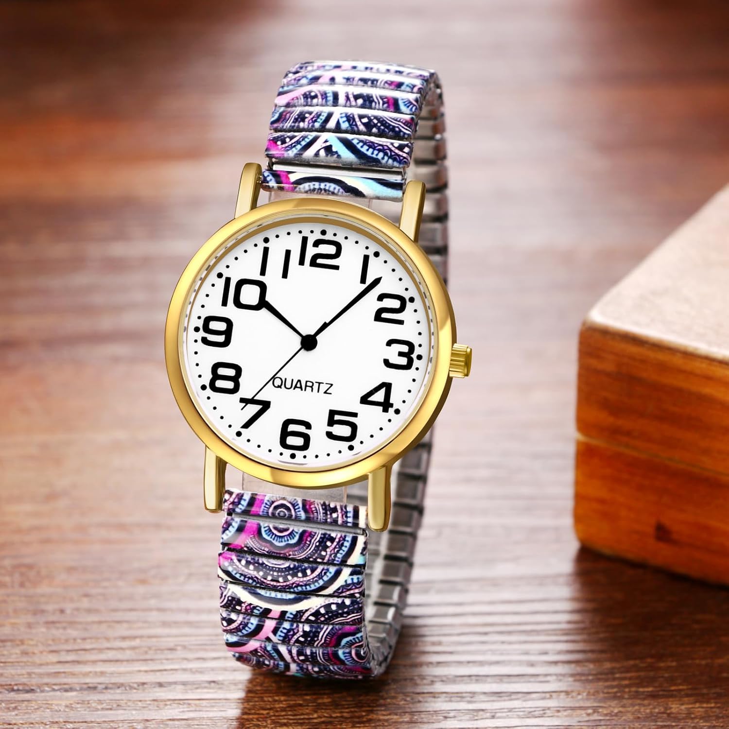 Thumbnail 1 de Avaner Damen Boho Stretchband Armbanduhr mit großen arabischen Ziffern – elastisches Analog-Quarzarmband