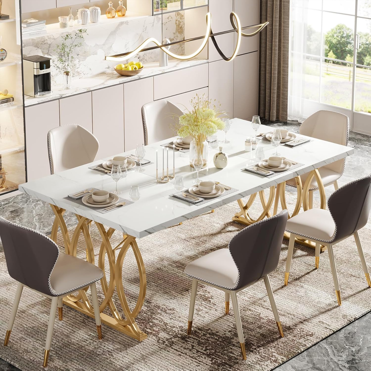 Thumbnail 5 de Tribesigns Dining Table 63-Inch