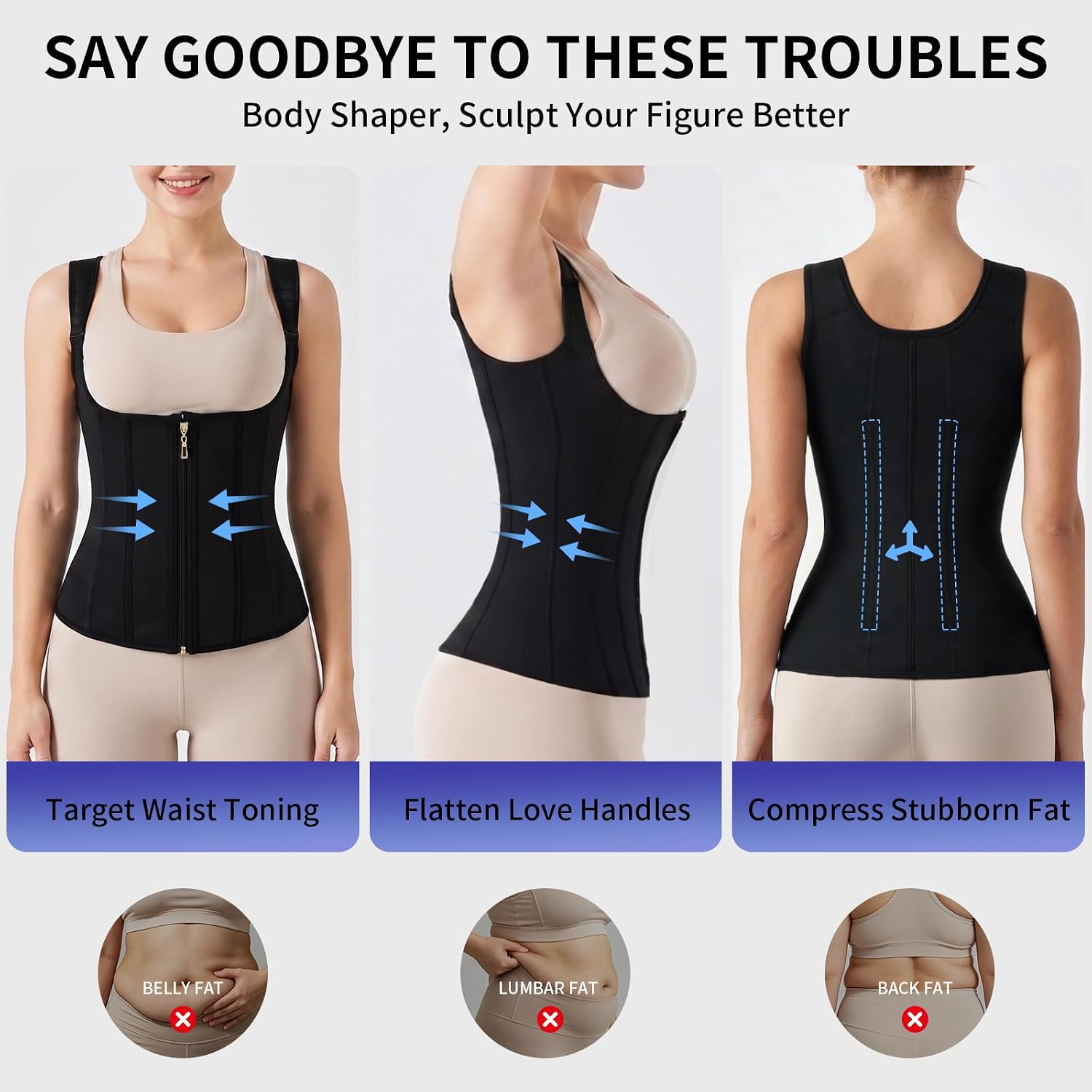 Detalle 2 de MORECOO Women's Waist Trainer with Sauna Liner