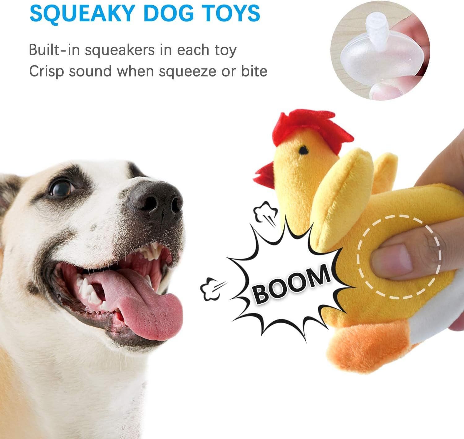 Detalle de LEGEND SANDY Quietschendes Plüsch-Hundespielzeug-Set für Welpen (6-teilig) mit Quietscher