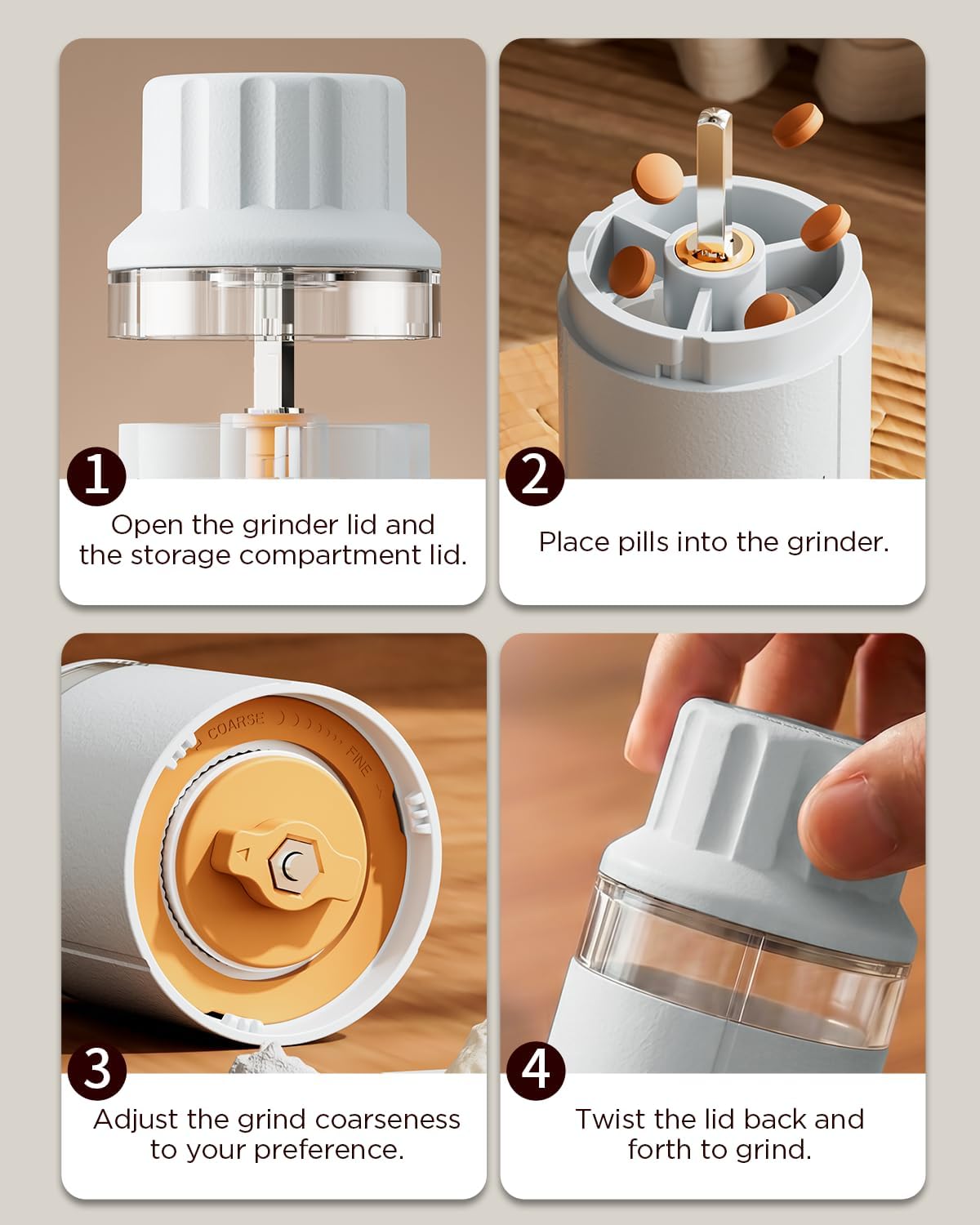 Thumbnail 6 de GAONLY Ceramic Core Small Pill Crusher: Ultra-Fine Powder for Easier Swallowing (Blue)