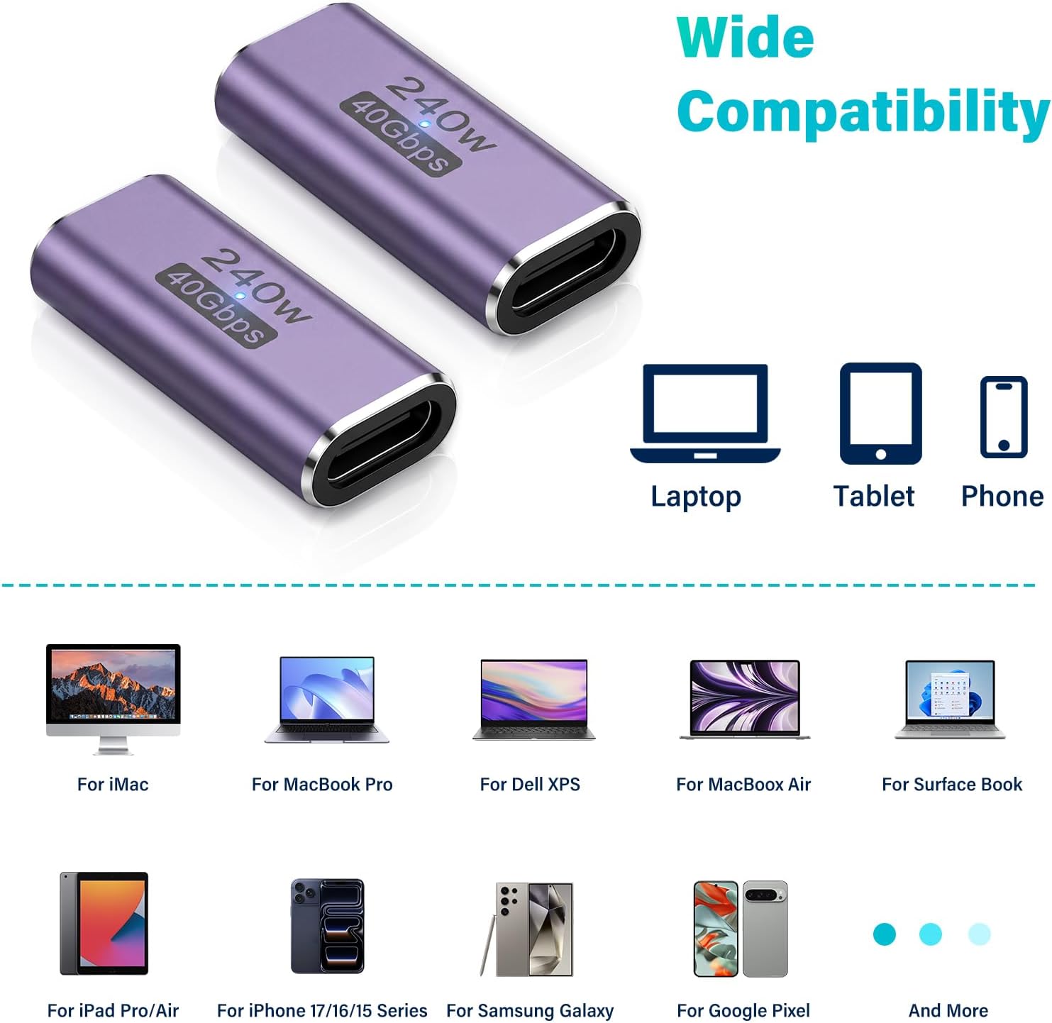 Thumbnail 6 de OTraki Accoppiatore USB C 40Gbps 3 pezzi