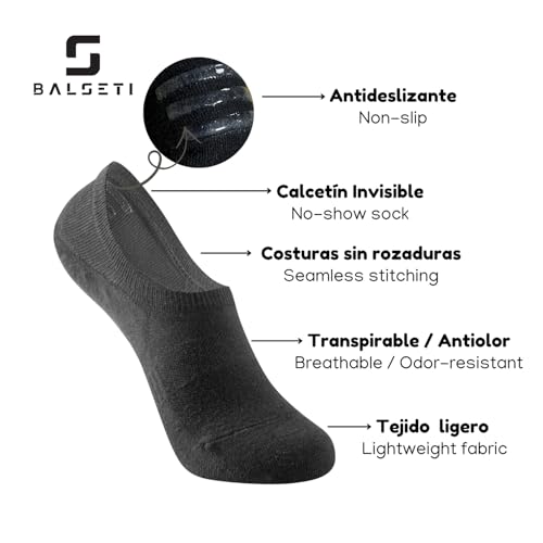 Detalle de Balseti 6 pares de Calcetines Invisibles Pinkies para Hombre y Mujer