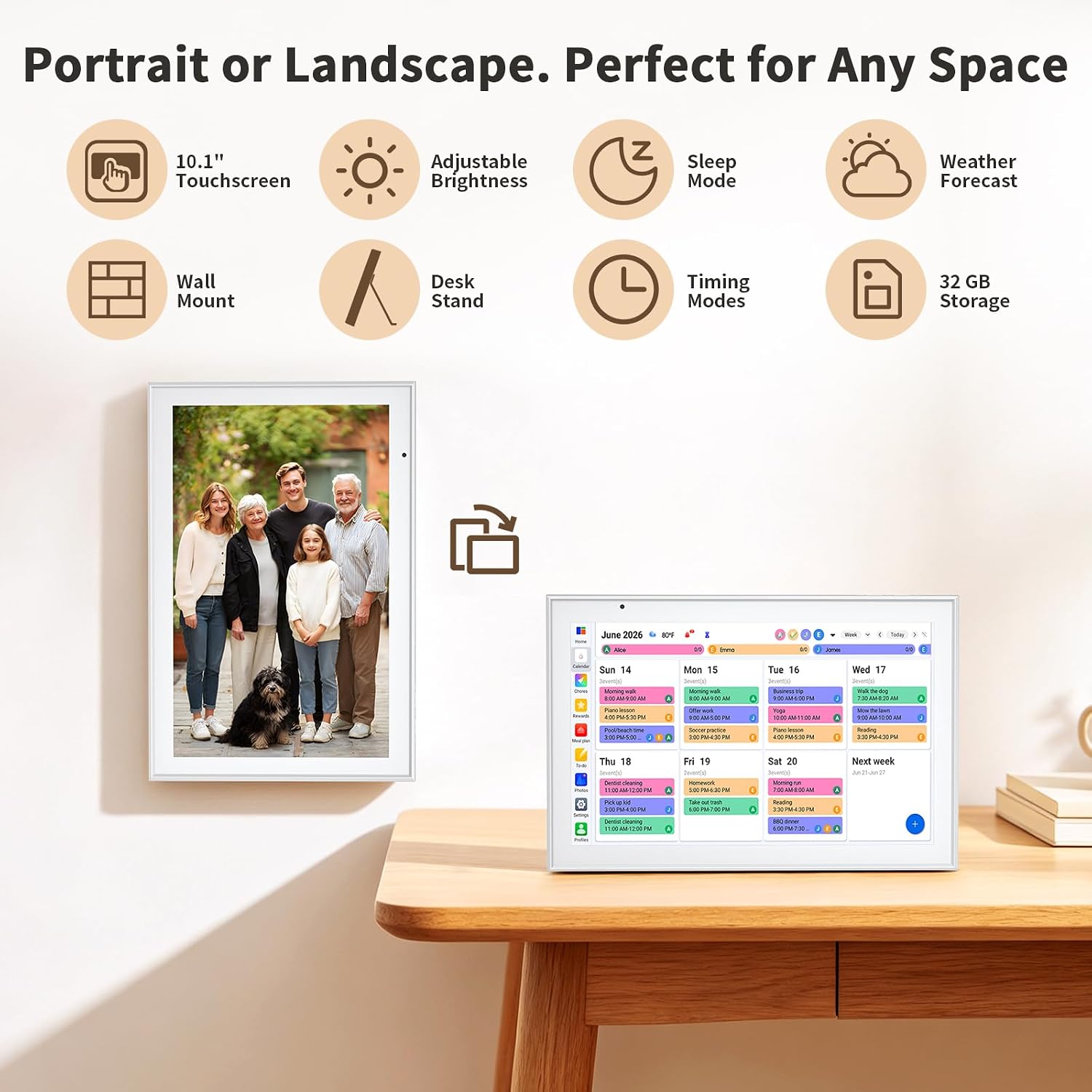 Thumbnail 6 de VEJLD 10.1-Inch Smart Family Calendar with 1080p Touchscreen and Photo Frame