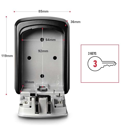 Detalle 2 de Master Lock Boîte à clés sécurisée avec fixation murale – Extérieur, 11,9 x 8,5 x 3,6 cm