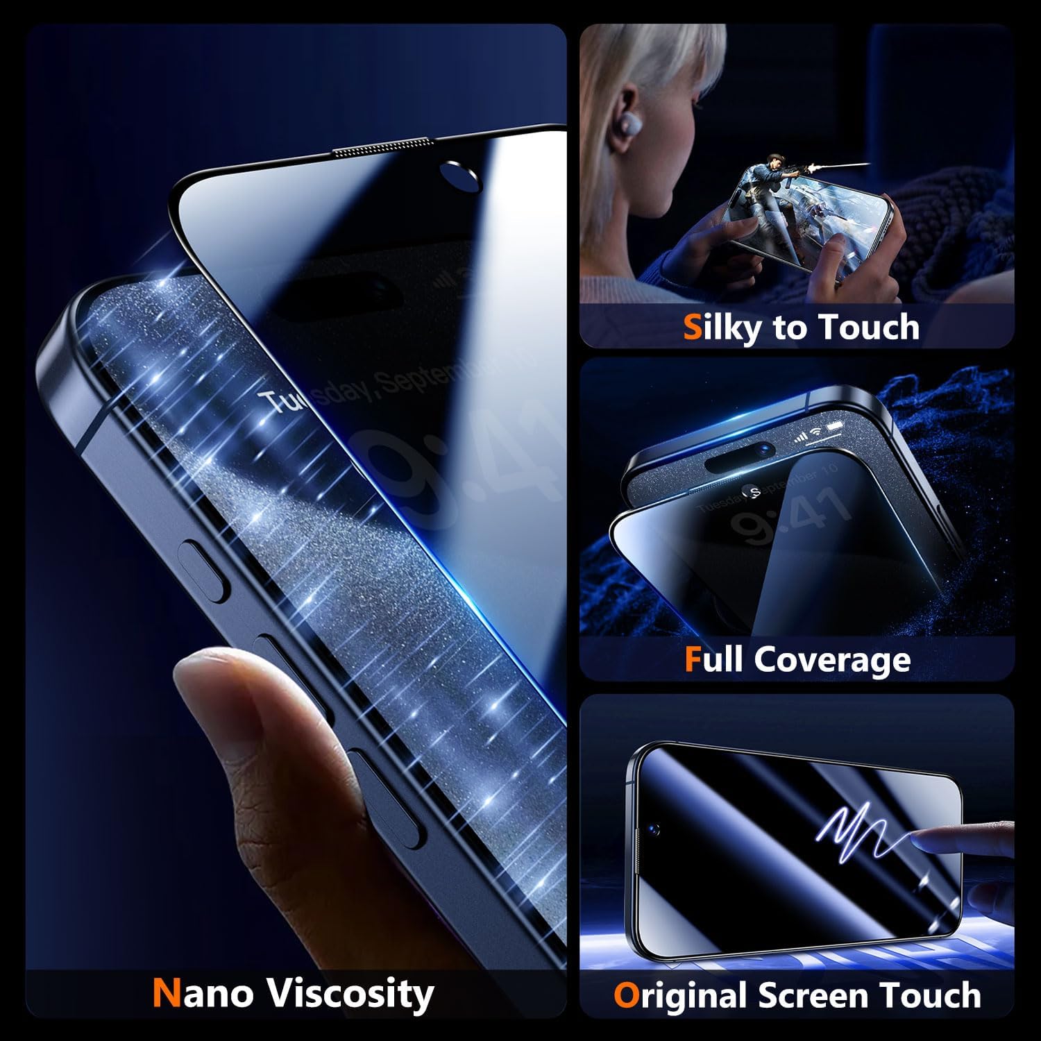Thumbnail 4 de UniqueMe iPhone 15 Pro Privacy Screen Protector 2-pack