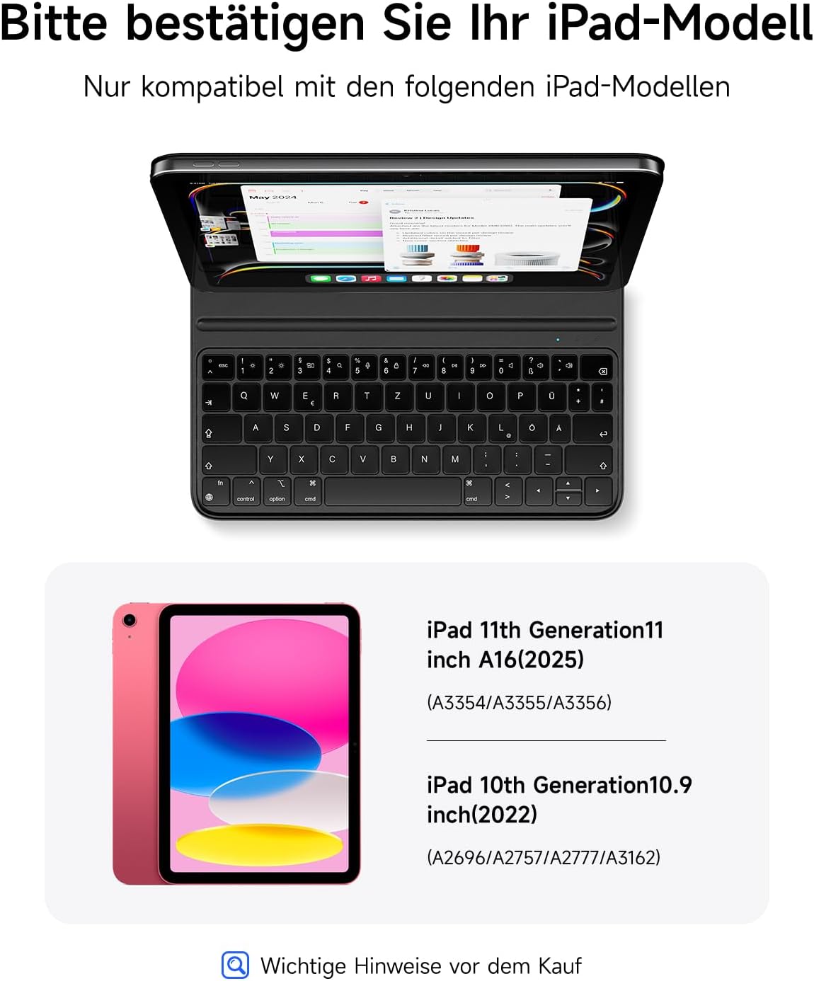 Detalle 2 de HOU Slim Bluetooth Tastatur Hülle iPad 11